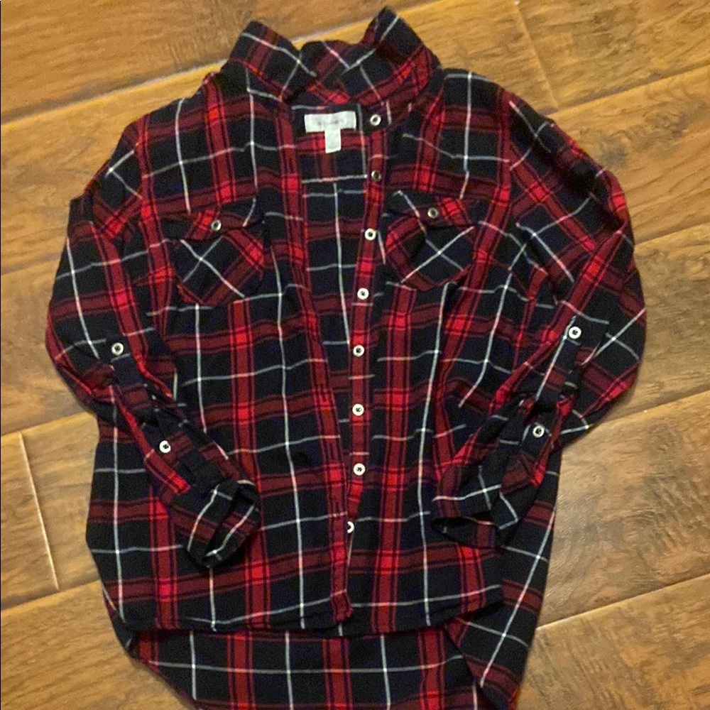 Dressbarn Red and Black Long Sleeve Tee